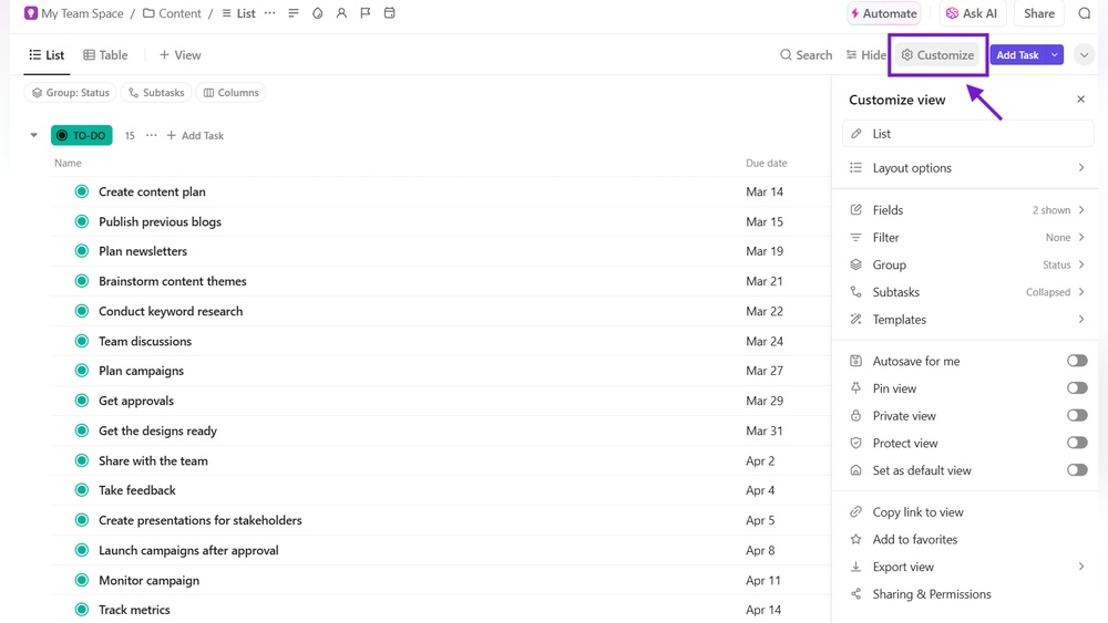 How Do I Export a Table from Clickup to Excel